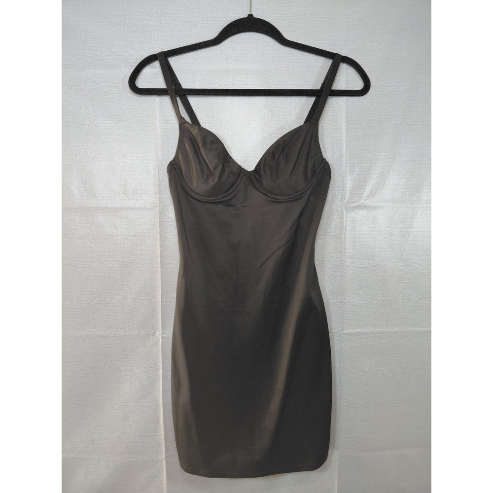 BodySlimmers Nancy Ganz Mini Slip Dress 34A Black Underwire Shapewear